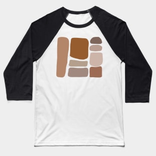 Boho Abstract Shape Warm Toned  minimalist Print Baseball T-Shirt